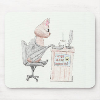 Cute Bat at Desk Mouse Mat