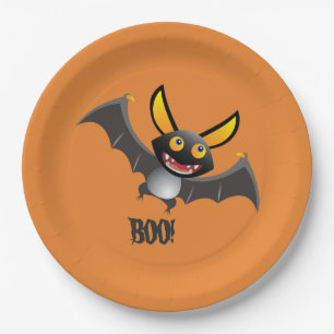 CUTE BAT BOO! Halloween Paper Party Plate