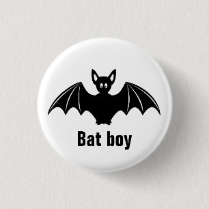 Cute bat cartoon pun joke button