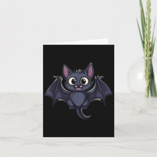 Cute Bat Cat Costume For Cats, Bats And Halloween  Card (Front)