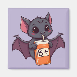 Cute Bat Drinking Blood Type B Positive Juice Box Magnet