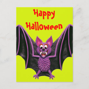 Cute Bat Halloween Party Holiday Postcard