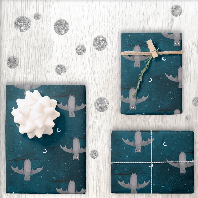 Cute Bat Halloween Wrapping Paper Sheet (Creator Uploaded)