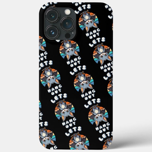 Cute Bat Hanging and Retro Sunset | Let's Hang Out Case-Mate iPhone Case (Back)