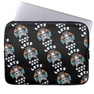 Cute Bat Hanging and Retro Sunset Let's Hang Out Laptop Sleeve