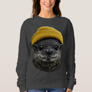 Cute Bat in Beanie - Vintage 90s Bat Design - Goth Sweatshirt