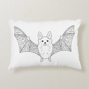 Cute Bat Line Art Halloween Art Decorative Cushion