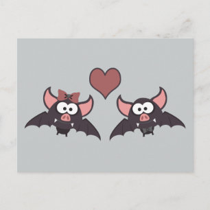 Cute Bat Love Desgin Postcard