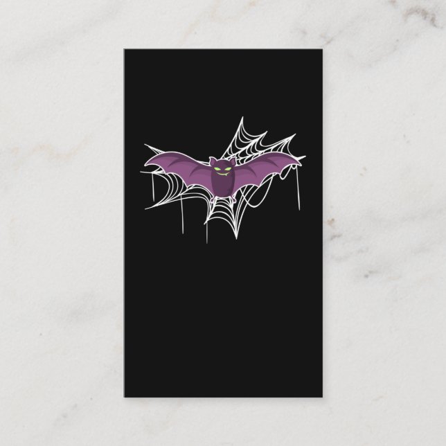 Cute Bat Lover Cobweb Halloween Business Card (Front)