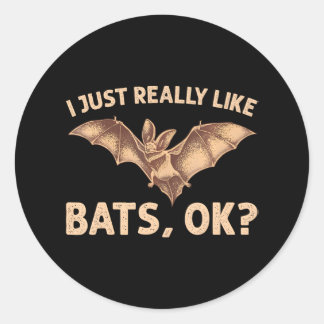 Cute Bat Nocturnal Animal Bat Lovers Classic Round Sticker