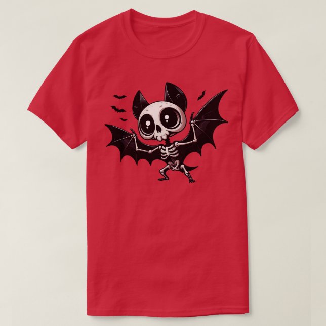 Cute Bat Skeleton T-Shirt (Design Front)