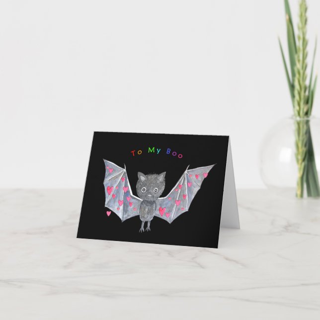 Cute Bat To my Boo Love Valentine anniversary  Card (Front)