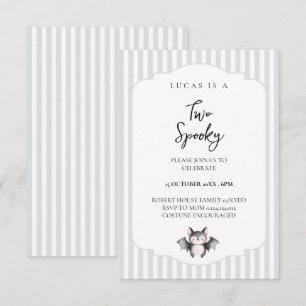 Cute Bat Two Spooky 2nd Birthday Invitation