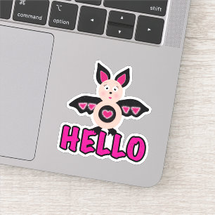 Cute bat with text Hello