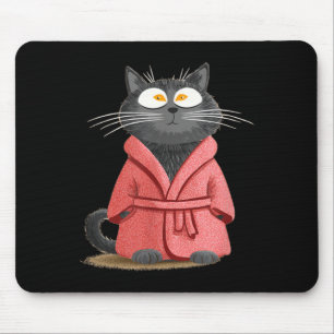 Cute Bathrobe Cat Graphic Mouse Mat