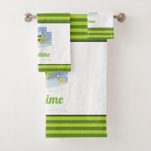 Cute Bathtime shower frog towel set