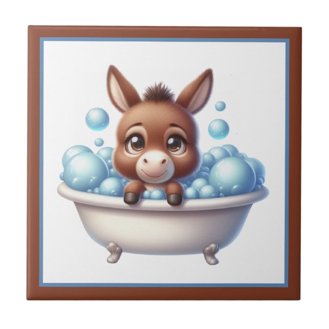 Cute bathtub bathroom donkey tile (Front)