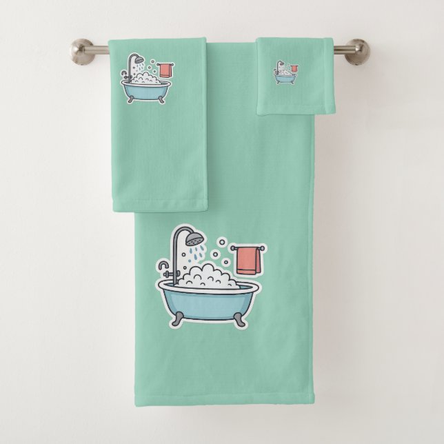Cute Bathtub Sticker with Bubbles and Towel  (Insitu)