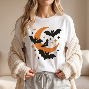 Cute Bats and Crescent Moon Halloween T-Shirt