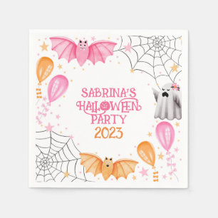 Cute Bats and Ghosts Pastel Halloween Party Napkin