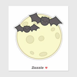 Cute Bats and Moon Halloween by Tatyana Deniz