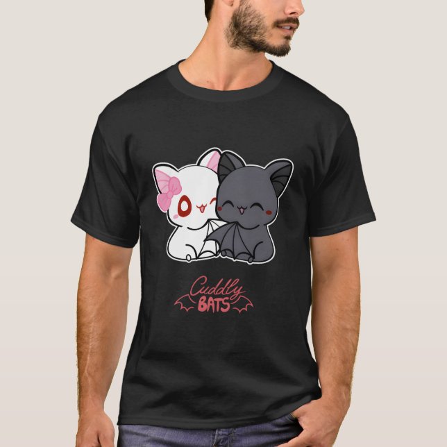 Cute Bats Cuddling - Designed By Cuddly Bats Comic T-Shirt (Front)