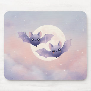 Cute Bats Flying by the Full Moon - Mousepad