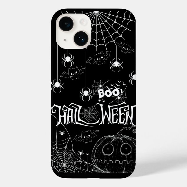 Cute Bats & Spooky Pumpkins iPhone Case (Back)