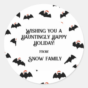 Cute bats with santa hats classic round sticker