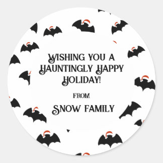 Cute bats with santa hats   classic round sticker