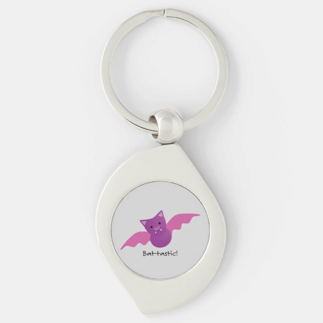 Cute Battastic Pink Bat Key Ring (Front)