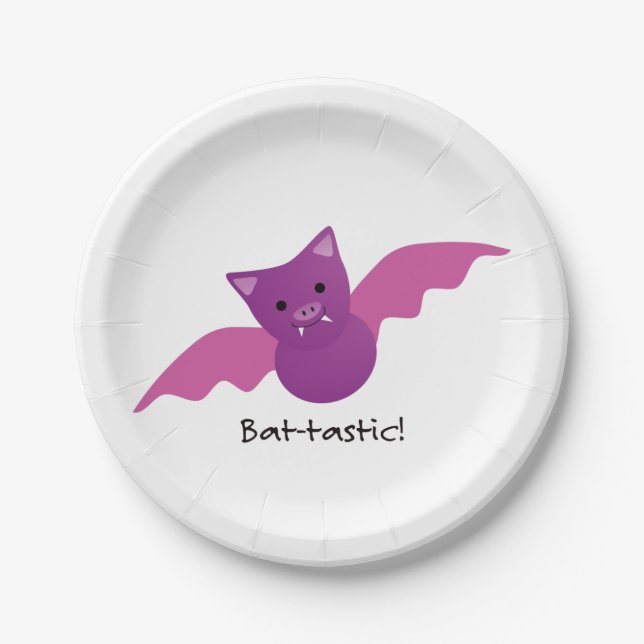 Cute Battastic Pink Bat Paper Plate (Front)