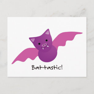 Cute Battastic Pink Bat Postcard