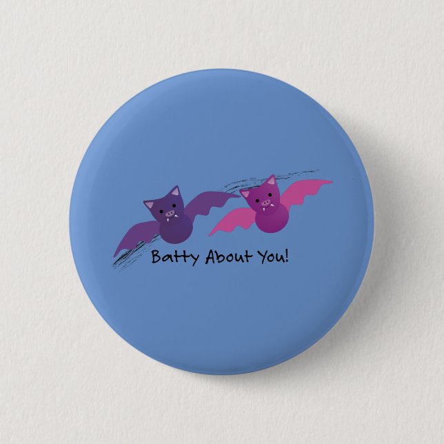 Cute Batty About You Bats 6 Cm Round Badge (Front)
