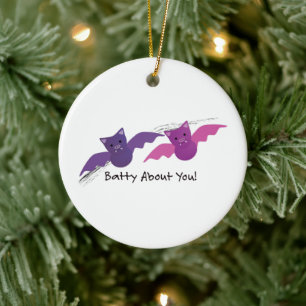 Cute Batty About You Bats Ceramic Tree Decoration