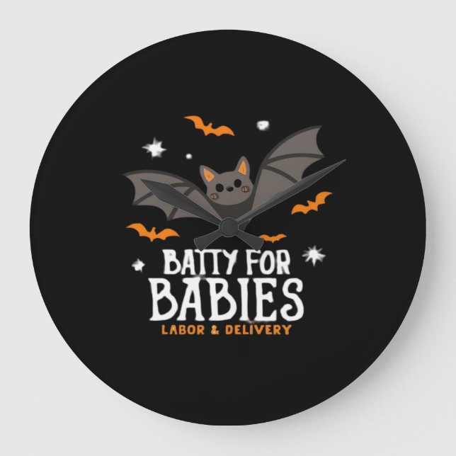Cute Batty For Babies Labour And Delivery Nurse Ha Large Clock (Front)