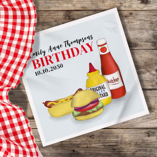 Cute BBQ Birthday Party Custom Napkin