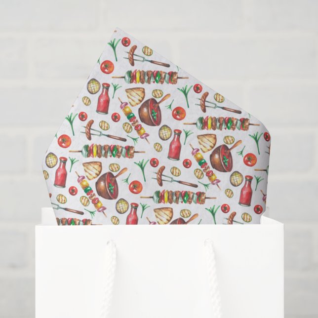 cute bbq party tiled  tissue paper (Gift Bag)