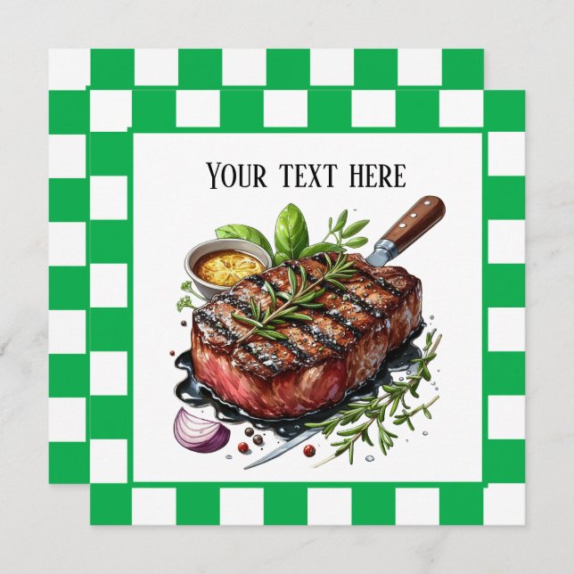 Cute BBQ Steak party  Invitation (Front/Back)