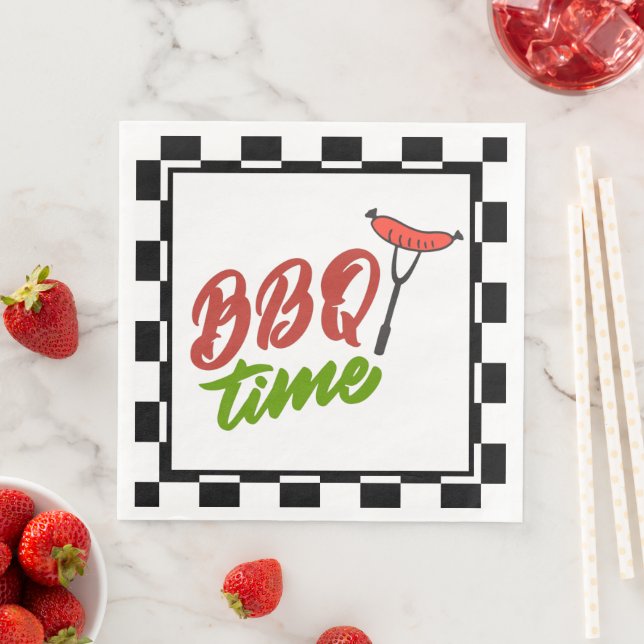 cute BBQ Time word art Napkin (Insitu)