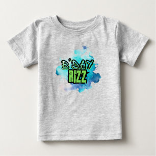 Cute B'Day Rizz Green And Monochromatic Blue Baby T-Shirt