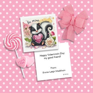 Cute Be Mine Skunk Classroom Valentine Card
