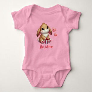 Cute, Be Mine Valentine's Day bunny rabbit  Baby Bodysuit