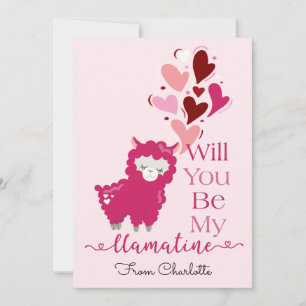 Cute Be My Valentine Llama Holiday Card