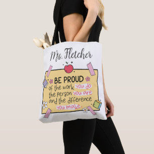 Cute Be Proud Personalised Teacher Tote Bag