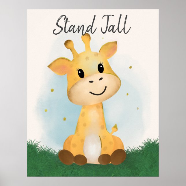 Cute Be Stand Tall Giraffe Gender Neutral  Poster (Front)