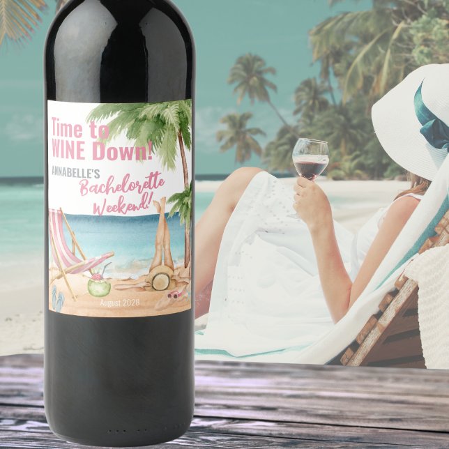 Cute Beach Bachelorette Party Wine Label (Cute Beach Bachelorette Party Wine Label)