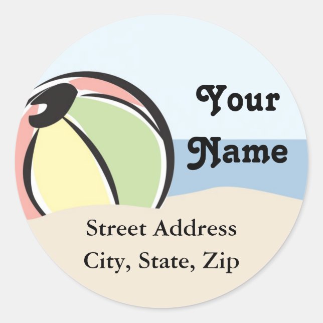 Cute Beach Ball Address Label (Front)