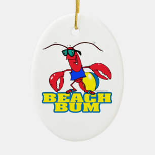 cute beach bum lobster cartoon graphic ceramic tree decoration