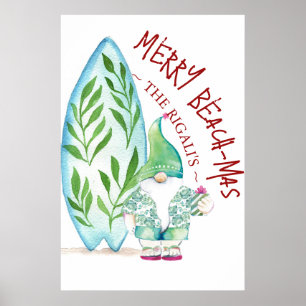 Cute Beach Christmas Posters 24x36